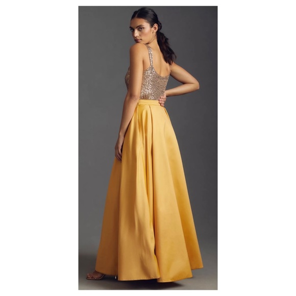 NWOT Anthropologie Nikita Mhaisalkar High Slit Maxi Skirt in Gold Size XSMALL - Picture 4 of 10